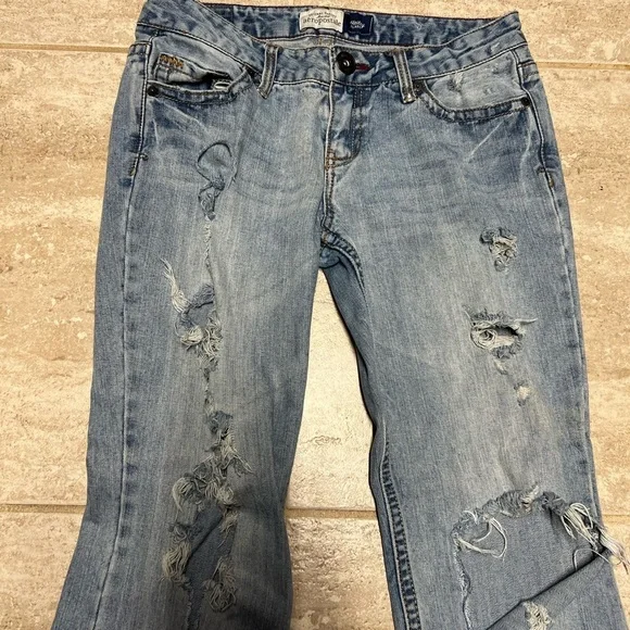 đź’•EUC-AEROPOSTALE HAILEY FLARE DISTRESSED JEANS SZ 7-8 LONGđź’• - Picture 11 of 11
